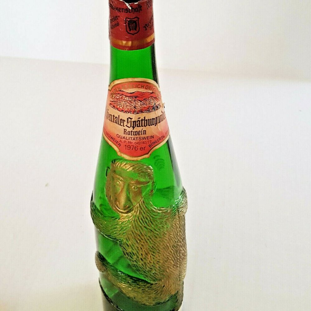 VINTAGE Affentaler Wine BOTTLE GERMAN 1976 Gold Unique Detailed